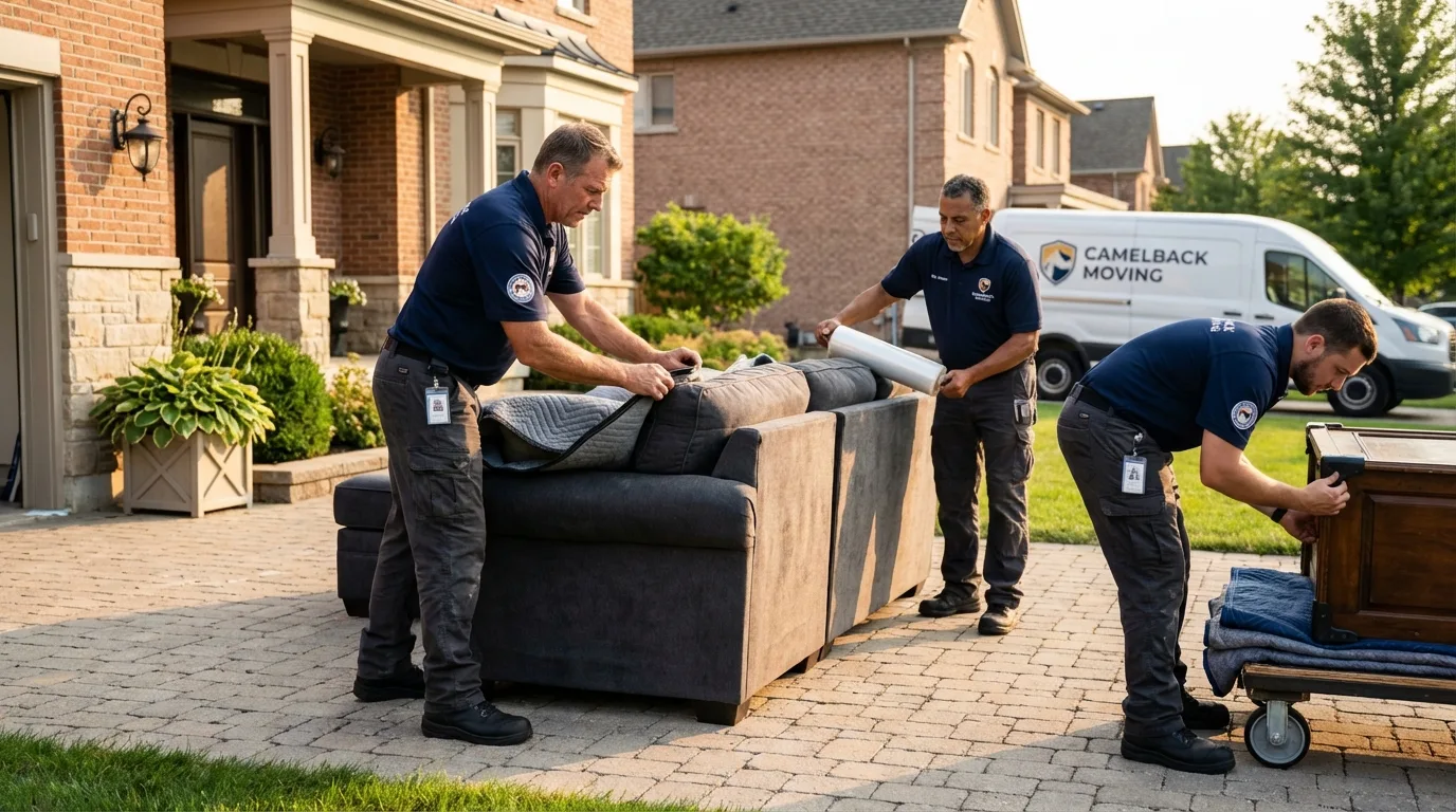 Large estate moving crew wrapping furniture in Pullman, WA