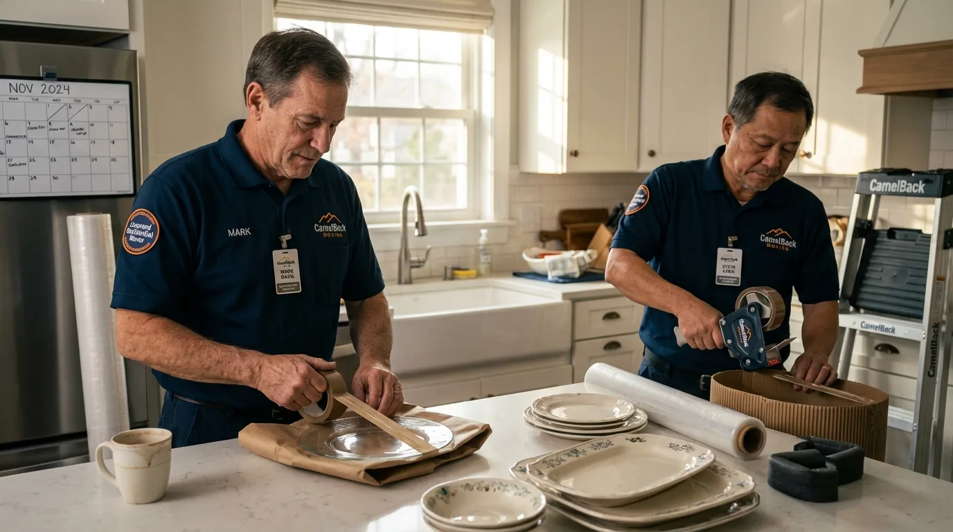 Professional crew packing kitchen dishware in Pullman, WA
